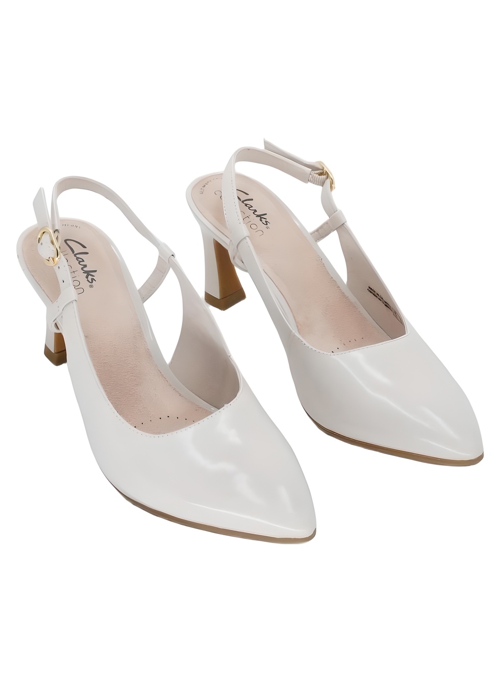 Clarks Tammitha Strap Off White Leather Slingback Pointed Toe Pumps Size 6M
